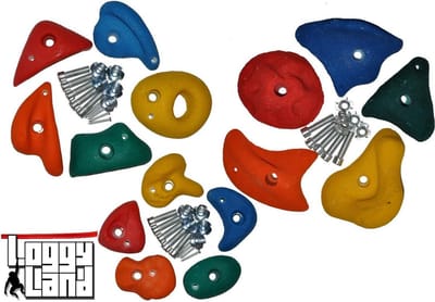 Klimstenen Set - 15 Stuks in Verschillende Kleuren en Vormen voor Klimwand