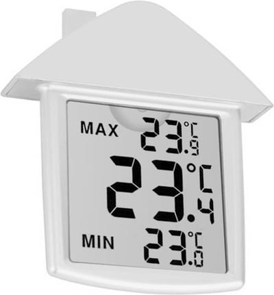 Perel Raamthermometer, digitaal, voor binnen en buiten, transparant