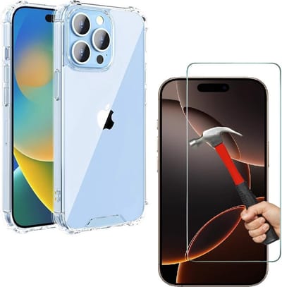 Schokbestendig Hoesje KKG - Crystal Clear Back Cover Geschikt voor: Apple iPhone 14 | Achterkant PC & TPU Bumper Met 1x Screenprotector