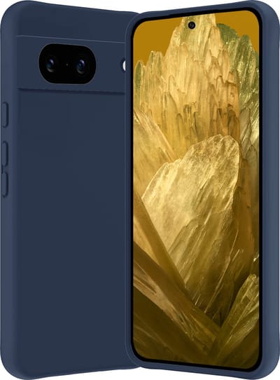 Hoes - Geschikt voor Google Pixel 8a - Sterk & Shockproof - Hoesje Cover - Siliconen Case - Donkerblauw