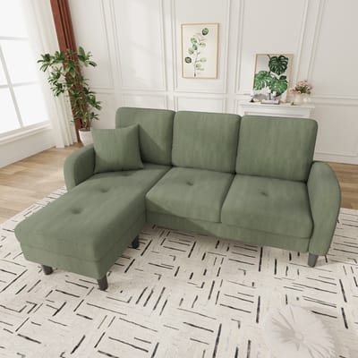 MODENUIT Hoekbank 166 x 118 x 77 cm - Modulaire Chaise Longue 3-Zits - Voor Woonkamer En Kantoor - Cord Groen