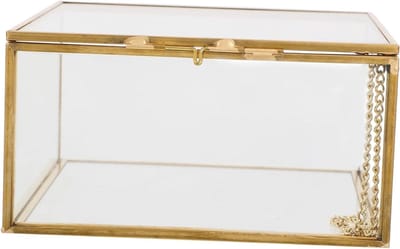 Glazen Sieradendoos - Opbergdoos Display - Sieraden Opbergen - Transparant Design - 15x15x7.8 cm - Goud