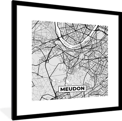 Fotolijst incl. Poster - Meudon - Plattegrond - Frankrijk - Kaart - Stadskaart - 40x40 cm - Posterlijst