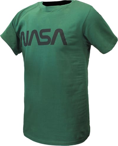 NASA T-Shirt Groen Zwart Logo - Officiële Merchandise - S