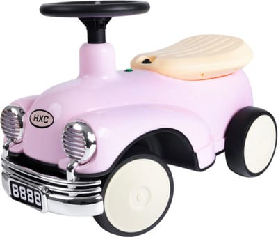 Buxibo Retro Loopauto | Loopwagen voor Jongens & Meisjes | 1-3 jaar | Veilig | Stimuleert Motorische Vaardigheden | Roze - 58x29x38cm