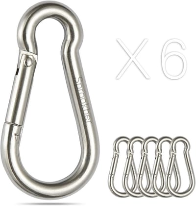 Karabijnhaak Roestvrij Staal - Veerclip Clips - Buitenactiviteiten Bevestigen - Corrosiebestendig 304 Staal - 6 Stuks 140mm - Zilverkleurig