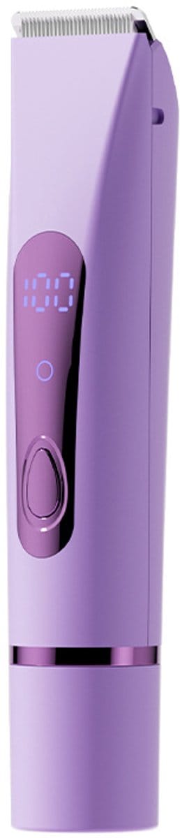 Bikini trimmer voor dames, scheerapparaat met dubbele kop, LED-batterij- en kopindicator, IPX7 waterdicht, oplaadbaar via USB-C, voor bikinilijn en schaamhaar (lavendel met LED)