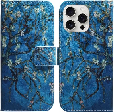 Boek-Cover Etui Hoes geschikt voor iPhone 16 PRO MAX Van Gogh Amandelbloesem