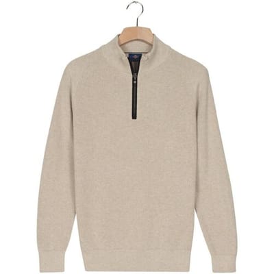 Baileys Trui Uni Color Cotton Half Zip Half Cardigan Knit Kitt / male