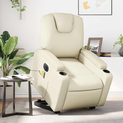 vidaXL - Sta-op-massagestoel - elektrisch - kunstleer - crèmekleurig