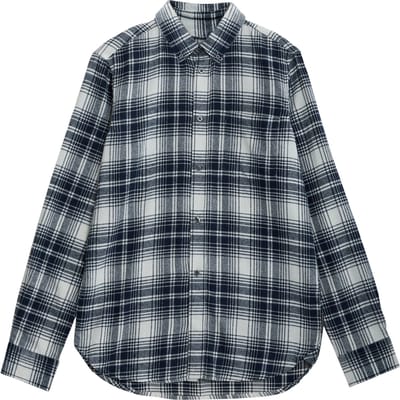 French Connection Scot Flannel Ls Ecru/marine Maat: XS | Longsleeves Outlet | Heren | Blauw