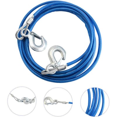 Zware Sleepkabel 4m 5 Ton Staalkabel Veiligheidshaak Staalkabel Noodslepen Auto blue