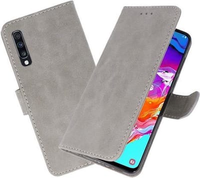 Hoesje Geschikt voor Samsung Galaxy A70 / A70s - Book Case Telefoonhoesje - Kaarthouder Portemonnee Hoesje - Wallet Cases - Grijs