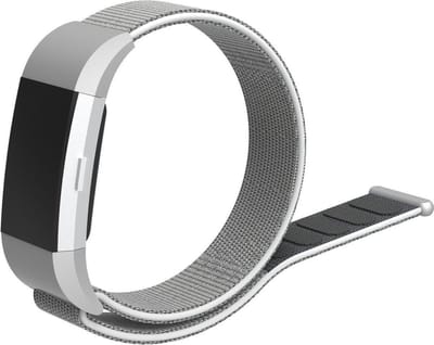 Nylon Smartwatch bandje - Geschikt voor Fitbit Charge 2 nylon bandje - zeeschelp - Strap-it Horlogeband / Polsband / Armband
