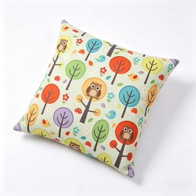 Schattige Uil & Bos Sierkussenhoes, Kleurrijke Bos Linnen Kussensloop voor Kinderkamer & Babykamer Decoratie 45x45cm