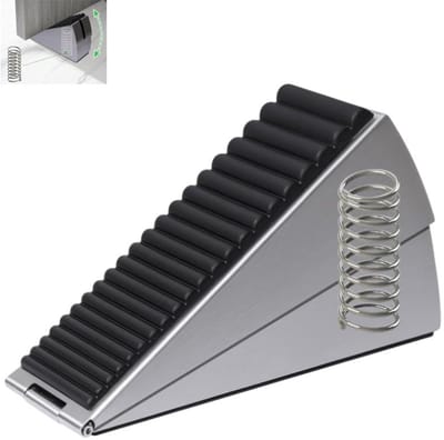 Deurstopper met veermechanisme - deurstopper - Geschikt voor alle zware deuren - 12,8*4,6*7,6 cm - Roestvrij staal - Zilver