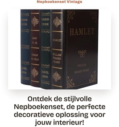 Dailygoods- Boekendozen Vintage - Decoratieve Opbergdoos - Kunstlederen Boekdecoraties - Geheim Compartiment - Gouden Tint - Bureaublad Organizer