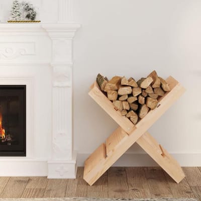 Houten standaard - Hout opslag - Buitenhaard accessoires - Massief grenenhout - 47 x 395 x 48 cm - Natuurlijk