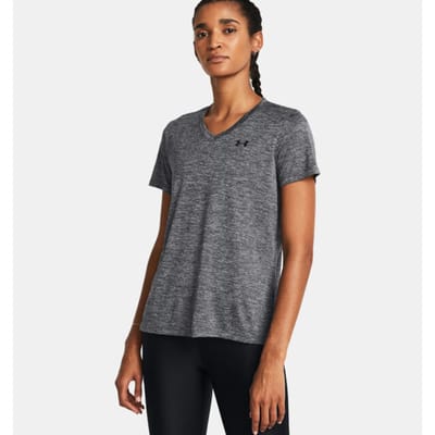 Under Armour Tech Twist V-Neck Sportshirt dames Grijs L/40