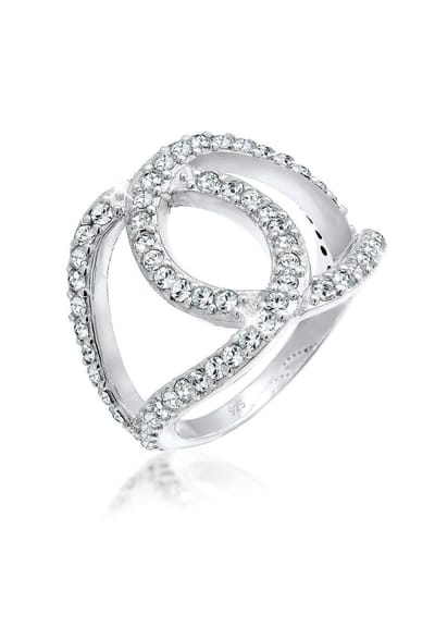 Elli - Ring - Dames knoop met kristallen in 925 sterling zilver - Dames