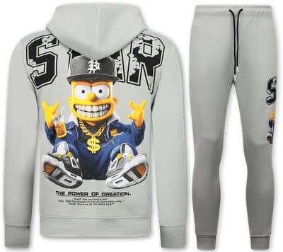 Simpsons Tweedelige Set - Heren Trainingspakken Volwassenen - Joggingpak Heren - Huispak Heren - 089 - Grijs