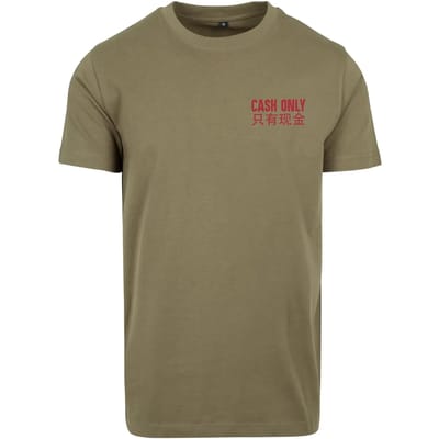 Mister Tee - Cash Only Heren T-shirt - XS - Olijfgroen