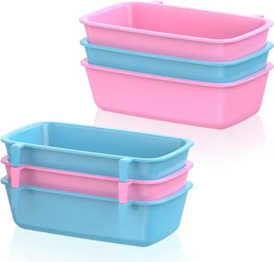 Set van 6 Hangende Plastic Voerbakken voor Vogels en Konijnen, 10oz Voerbekers met Haken, Ideaal voor Dierenvoeding en Cages