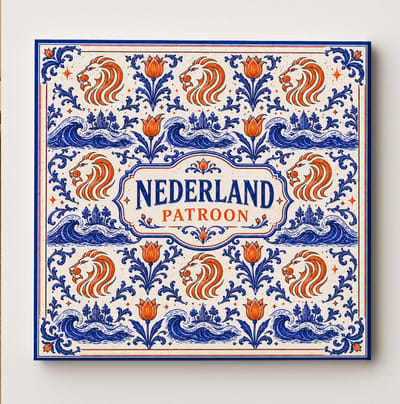 Nederland Patroon Decoratieve Keramische Tegel – Nederlandse Leeuw Tulp en Delfts Blauw Design – Oranje Blauw Wanddecoratie Tegel – Vaderlands Woondecoratie Cadeau