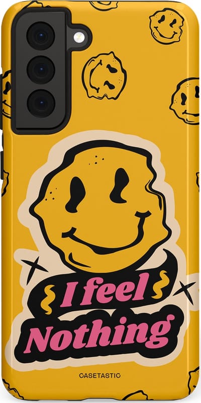 Casetastic hoesje geschikt voor Samsung Galaxy S21 FE 5G - Dubbellaagse bescherming - Alles is niks - Fashion Case - Okergeel Zwart Zand
