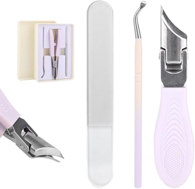 Dailygoods- Nagelknipper Set - Ingroeiende Nagels - Brede Bek - Schuine Afgeschuinde Snijkant - Roestvrij Staal - Inclusief Vijl en Nagelpick - Nageltrimmer