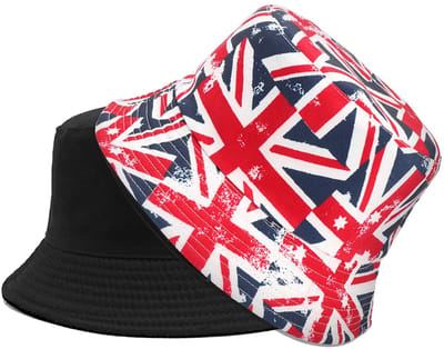 ONF3 - Bucket Hat - Dubbelzijdige Britse Vlag Hoed - Voor Feestjes en Zonbescherming - Modeaccessoire - Zomer Hoed - Ideaal voor Buitenactivitei...