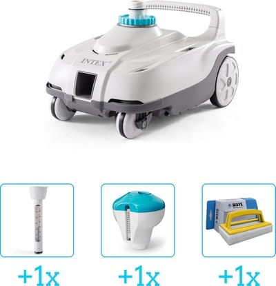 Zwembadonderhoud - Intex Zwembad stofzuiger ZX100 - Automatisch - 28006 inclusief Thermometer - Chloordrijver en Scrubborstel - 4-delig - Geschikt voor alle type zwembaden - Zwembadstofzuiger