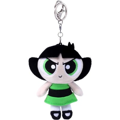 Originele 12-13cm Powerpuff Girls 2-1 Pluche Sleutelhanger Bubbles Boterbloem Poppetje Hanger Schattig Meisje Hart Tas Hangende Decoratie Moe black