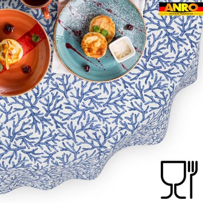 ANRO Tafelkleed Koraal Blauw Ovaal 280x140cm Rechte rand Afwasbaar Waterafstotend Binnen & Buiten