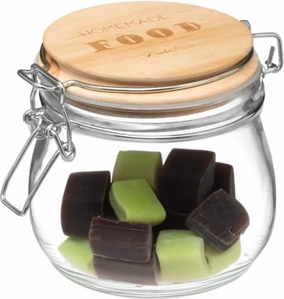 5Five Weckpot/voorraadpot - 500 ml - glas - houten deksel en beugelsluiting - luchtdichte afsluiting