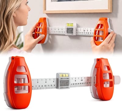 KZQ Waterpas - Waterpas voor het ophangen van fotolijsten - 3-in-1 precisie-indicator en muurwaterpas - Kalibreer eenvoudig de ophangpositie - Geschikt voor fotolijsten, kunstwerken, spiegels en doe-het-zelf-decoraties - Oranje