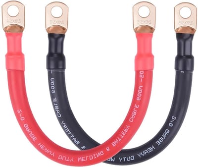 Batterij Kabel - Zuiver Koperen Kabel - Solar Energie - Robuuste Koperen Lugs - 1 FT - Zwart & Rood