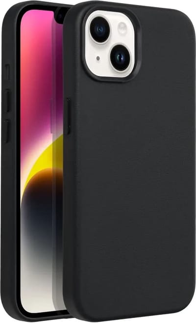 Casify Leren Hoesje geschikt voor MagSafe iPhone 13/14 Hoesje - Zwart