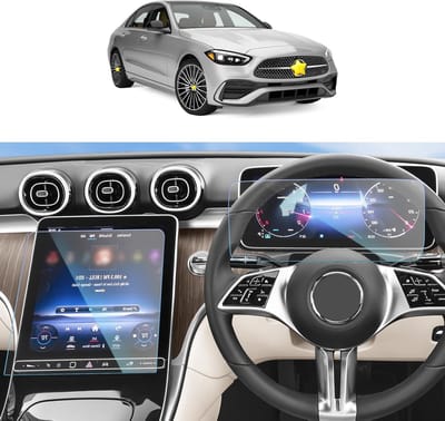 Pack van 2 Screen Protectors voor Mercedes Benz C-Class W206 en GLC X254 - Gehard Glas Bescherming voor Instrumentenpaneel en Navigatiesysteem