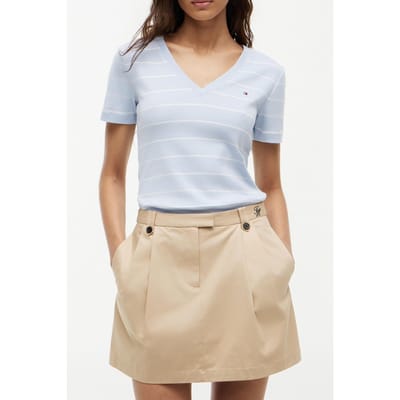 Tommy Hilfiger Slim Cody V-neck Ss Fine Breezy Blue/ecru Größe: S | Hemden Outlet | Damen | Blau