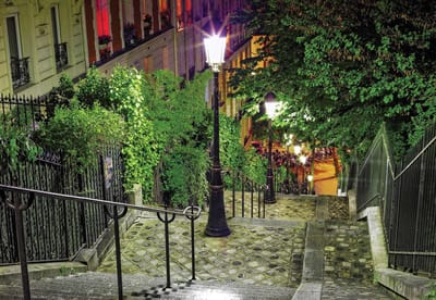 Fotobehang Paris City Street Night | XXXL - 416cm x 254cm | 130g/m2 Vlies