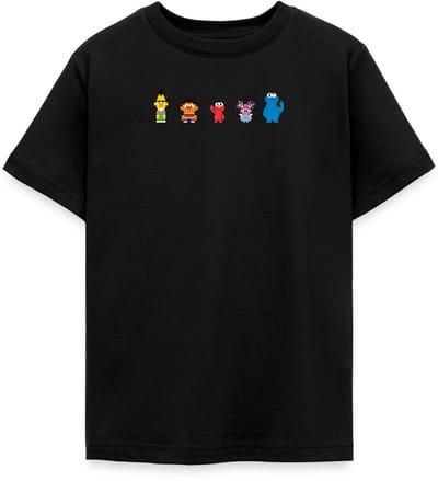 Sesamstraat Pixelontwerp Personages T-Shirt Tiener