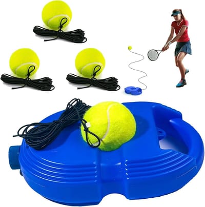 Tennistrainer, rebounderbal met 3 snarige ballen, solo-tennistrainingsapparatuur, draagbaar tennistrainingstool, tennisrebounder-kit voor beginners