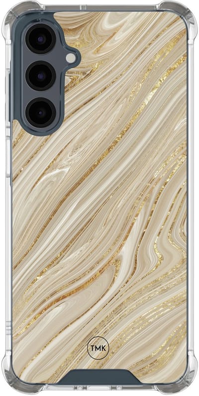 Shockproof hoesje geschikt voor Samsung Galaxy A16 - Golden marble - Schokbestendig - Verhoogde randen - TPU case - Extra Sterke Back Cover - Marmer - Transparant, Goud