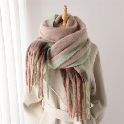Dames Cashmere Zacht Effen Kleur Sjaal Winter Warm Verdikt Kwastje Pashmina Veelzijdig Pluche Nekbeschermer Neckerchief One Size gray