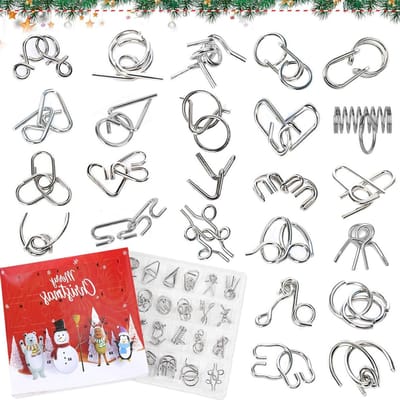 Adventskalender 2025 met 24 puzzelstukken voor kinderen, metalen kerstspellen en aftelkalender voor het hele gezin, perfect als kerstcadeau
