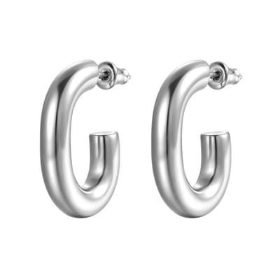 Oorbellen Rectangle Hoop - Zilverkleurig | 2,7 x 1,8 cm | Stainless Steel | Fashion Favorite