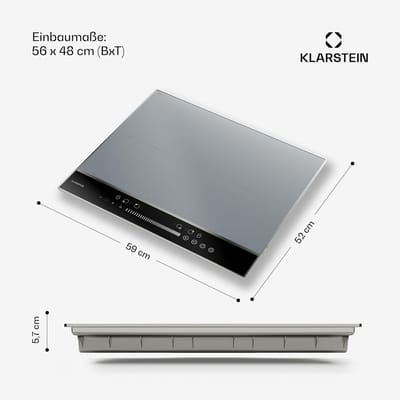 Inductie Kookplaat - Flexibele Zones - Snel Koken - 4 Zones 7200W - 60 cm - Zilver Rand