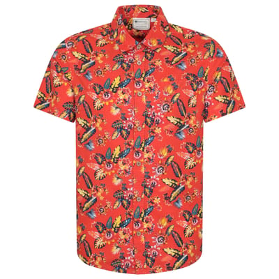 Mountain Warehouse Overhemd met korte mouwen voor heren Tropical Leaves (Oranje)