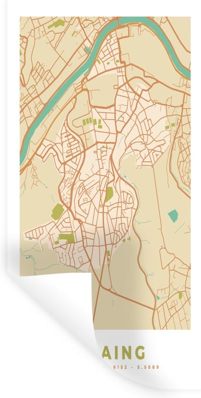 Muurstickers - Sticker Folie - Plattegrond - Stadskaart - België - Seraing - Kaart - 40x80 cm - Plakfolie - Muurstickers Kinderkamer - Zelfklevend Behang - Zelfklevend behangpapier - Stickerfolie